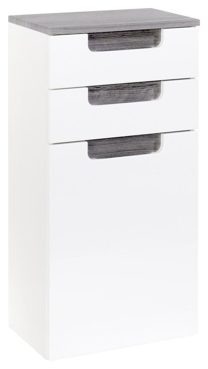 Unterschrank in Weiss/ in   - Weiss/Eichefarben, Modern, Holzwerkstoff (40/79/27cm) - Held