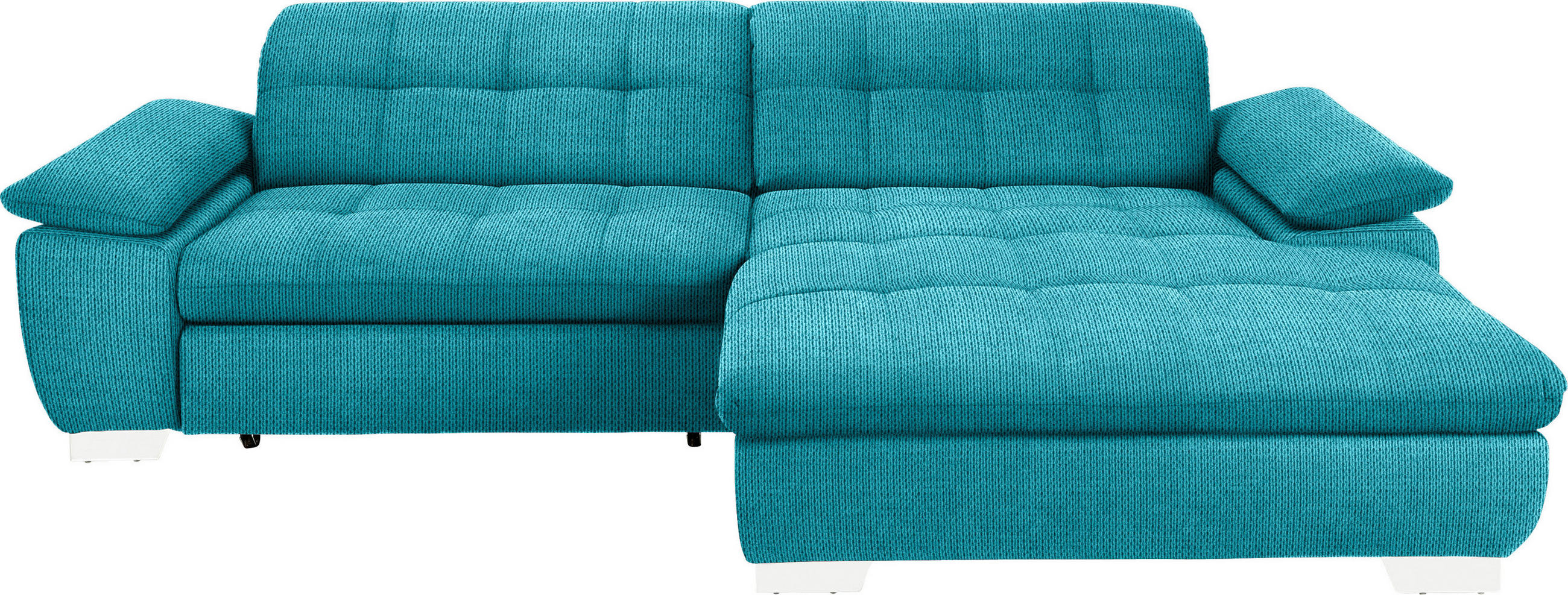 ECKSOFA in Mikrofaser Türkis  - Türkis/Chromfarben, Design, Textil/Metall (265/180cm) - Carryhome