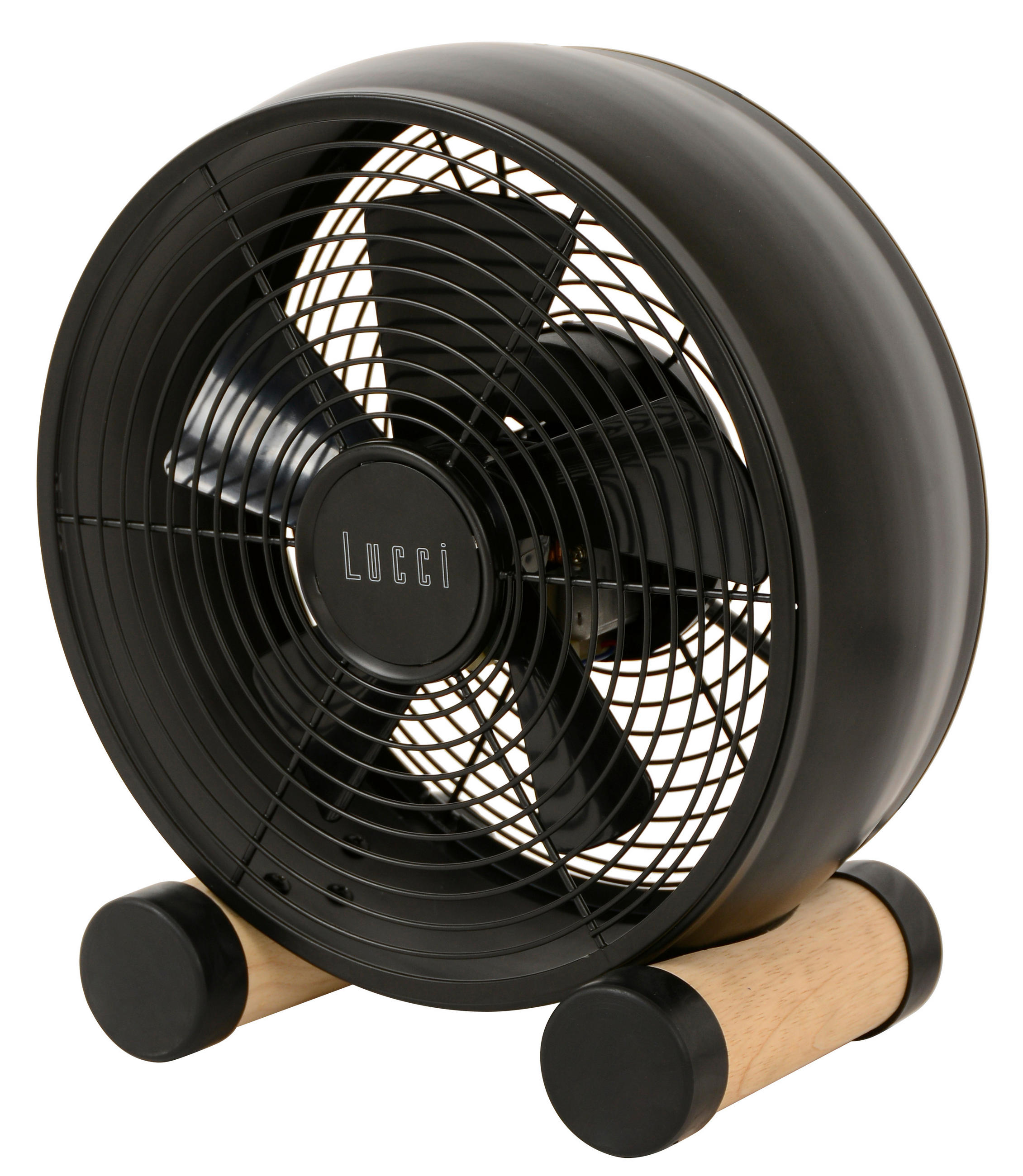 TISCHVENTILATOR - Schwarz/Kieferfarben, Basics, Holz/Metall (27/30/15cm)