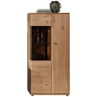 VITRINE  in massiv Esche, Kork Braun, Eschefarben, Eiche Artisan  - Eschefarben/Anthrazit, Natur, Glas/Naturmaterialien (75/163/40cm) - Linea Natura