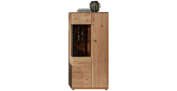 VITRINE  in massiv Esche, Kork Braun, Eschefarben, Eiche Artisan  - Eschefarben/Anthrazit, Natur, Glas/Naturmaterialien (75/163/40cm) - Cantus