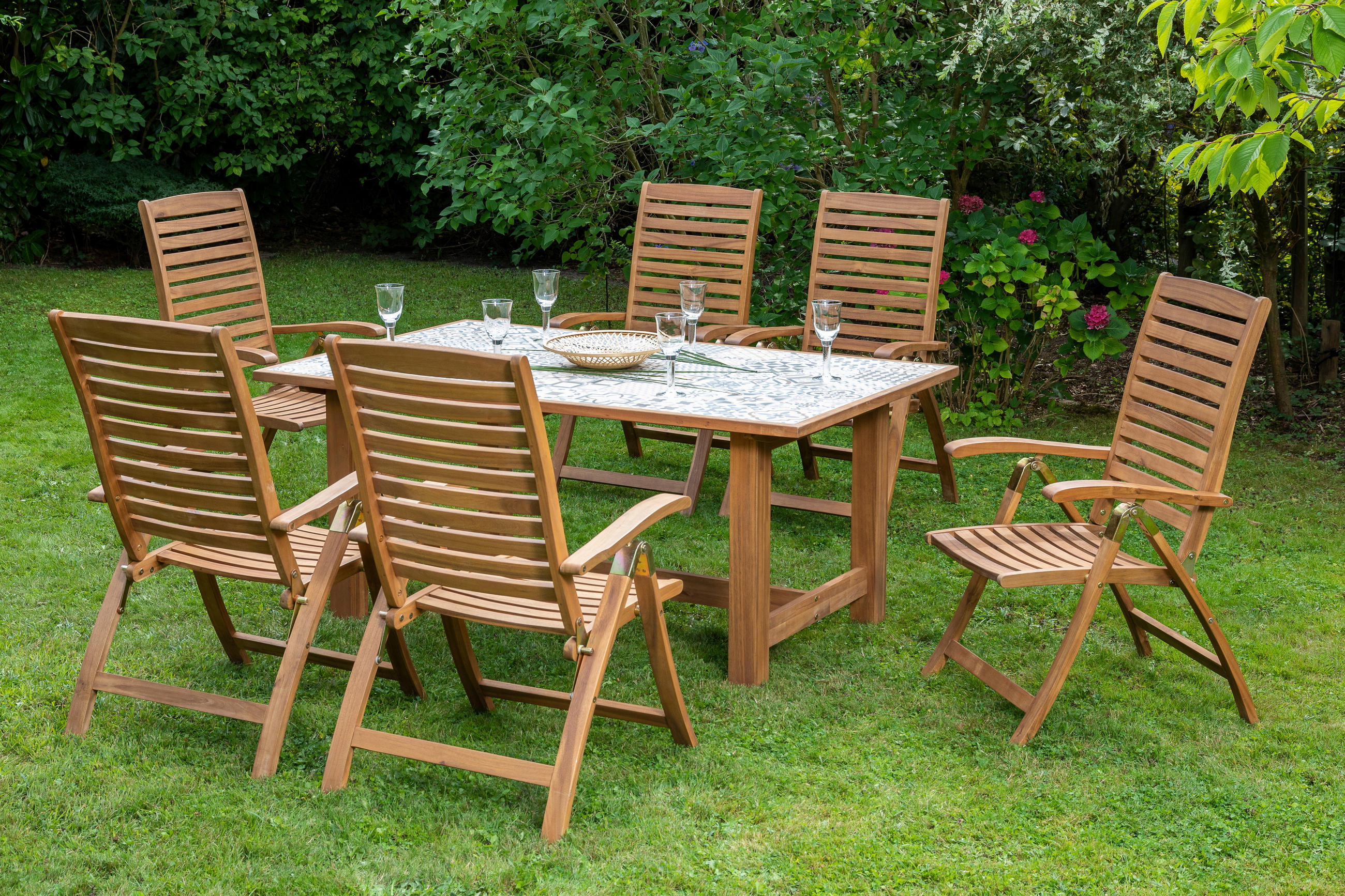 GARTENKLAPPSESSEL in Holz Akaziefarben  - Akaziefarben, ROMANTIK / LANDHAUS, Holz (63/114/95cm) - Gardenson