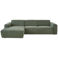 ECKSOFA in Feincord Waldgrün  - Waldgrün/Schwarz, Design, Kunststoff/Textil (174/302cm) - Beldomo Style