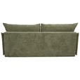 SCHLAFSOFA Cord, Flachgewebe Olivgrün Rückenkissen, Armlehnenkissen, Bettkasten, Schlaffunktion, Rücken echt, Liegefläche im Originalstoff  - Schwarz/Olivgrün, KONVENTIONELL, Textil/Metall (223/72/100cm) - Carryhome