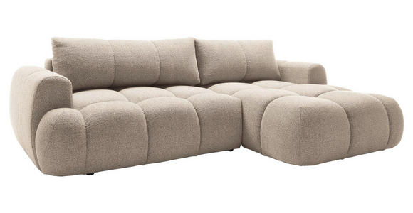 ECKSOFA Beige Struktur  inkl. Rückenkissen, Bettkasten, Schlaffunktion, Rücken echt, Liegefläche im Originalstoff  - Beige/Schwarz, KONVENTIONELL, Kunststoff/Textil (272/172cm) - Carryhome