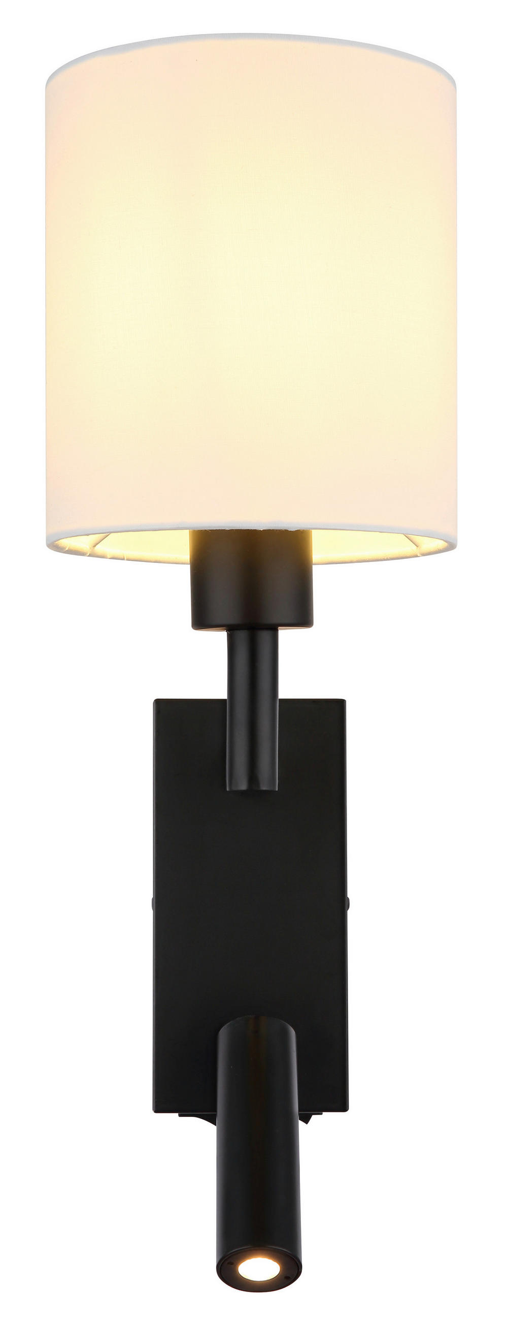 LED-WANDLEUCHTE 15/45,5 cm   - Schwarz/Weiß, KONVENTIONELL, Textil/Metall (15/45,5cm) - Globo