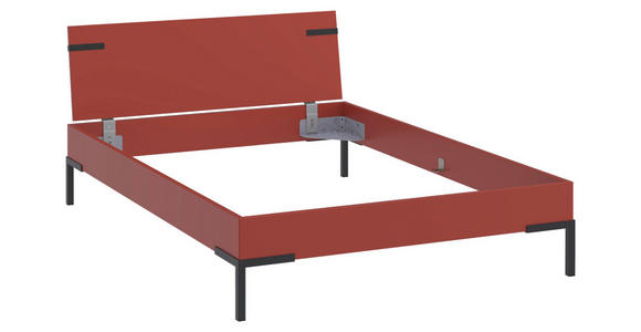 BETT 140/200 cm  in Koralle  - Koralle/Schwarz, Design, Holzwerkstoff/Metall (140/200cm) - Xora