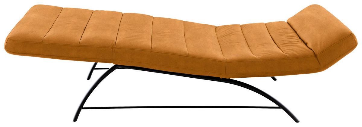 RELAXLIEGE in Mikrofaser Cognac  - Cognac/Schwarz, Design, Textil/Metall (95/91/170cm) - Chilliano