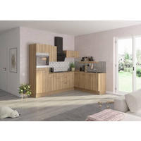 ECKKÜCHE 270/200 cm  in Eichefarben  - Edelstahlfarben/Eichefarben, Basics, Holzwerkstoff/Metall (270/200cm) - Optifit