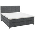 BOXSPRINGBETT 160/200 cm  in Dunkelgrau  - Chromfarben/Dunkelgrau, KONVENTIONELL, Kunststoff/Textil (160/200cm) - Voleo