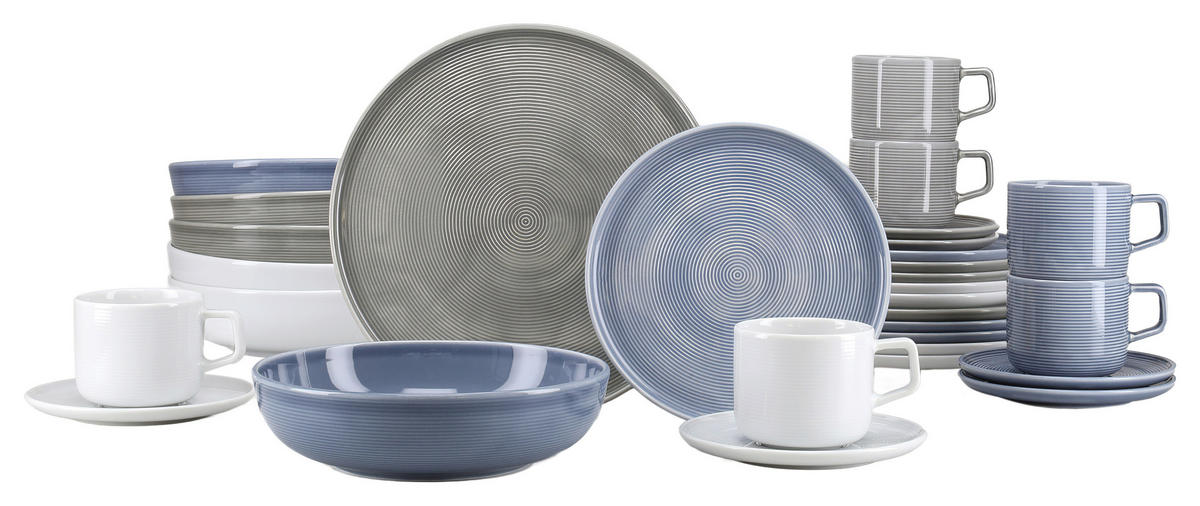 KOMBISERVICE Session Urban 30-teilig  - Graublau/Weiß, Basics, Keramik - Creatable