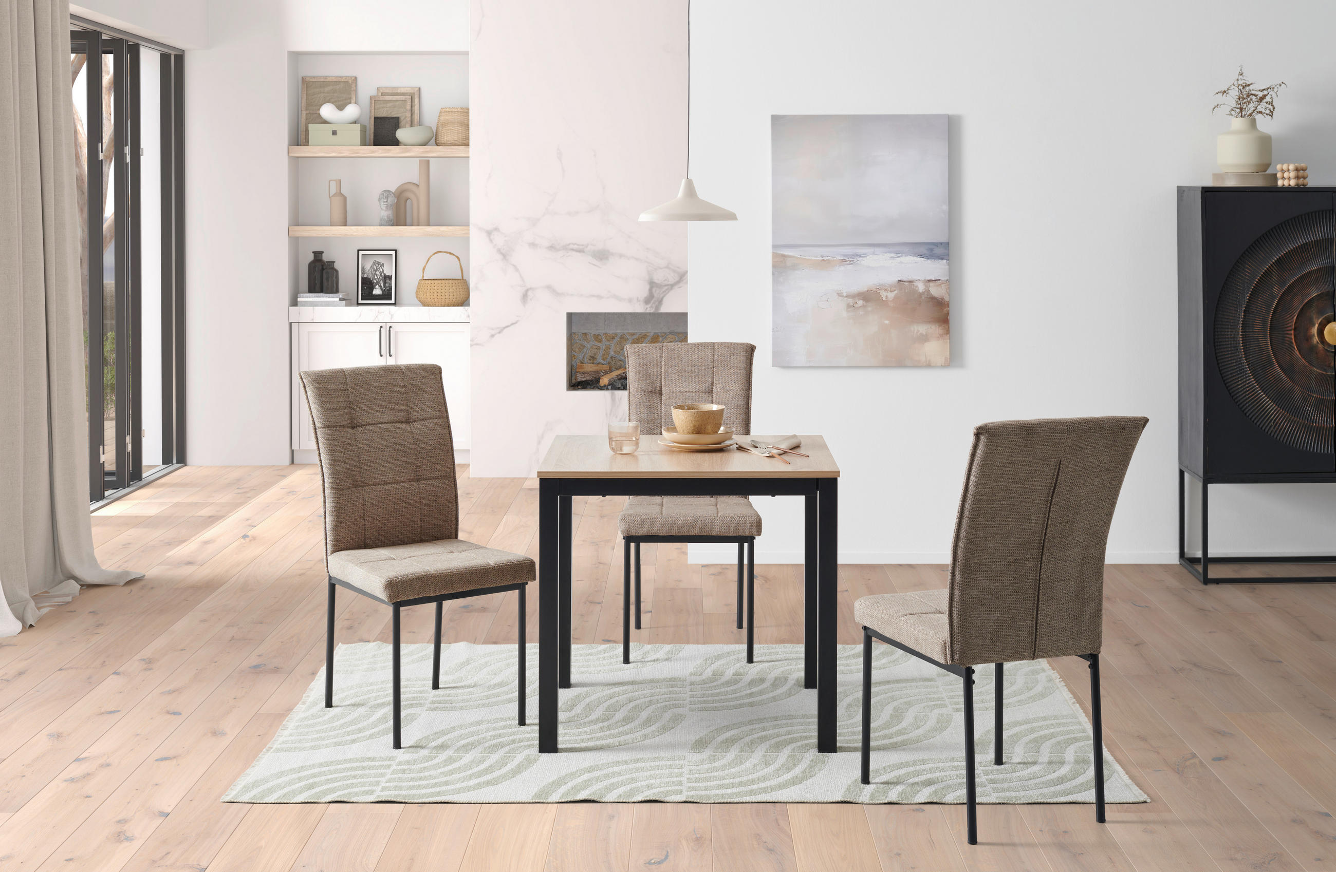 Thumbnail - Mid.you Stuhl, Braun, Schwarz, Metall, Textil, Rundrohr, 44x96x61 cm, Esszimmer, Stühle, Esszimmerstühle