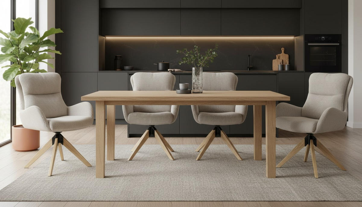 ARMLEHNSTUHL  Sitzfläche 360° drehbar Cord  Taupe  - Taupe/Naturfarben, Konventionell, Holz/Textil (60/91/72cm) - Livetastic