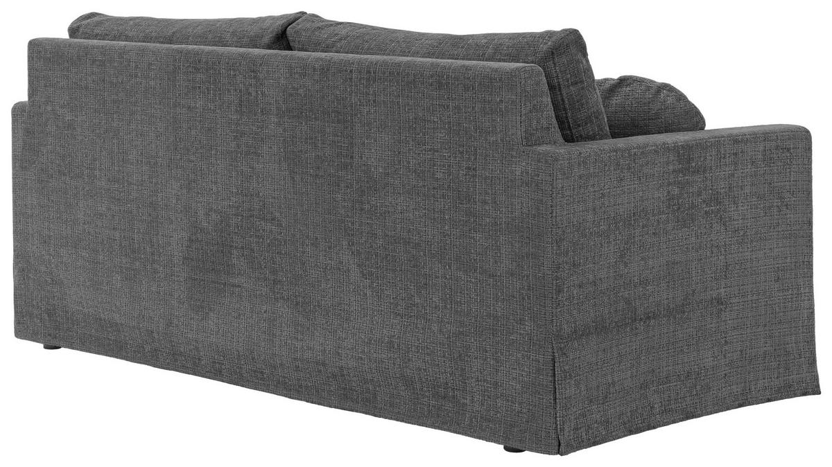 3-SITZER-SOFA PAPHOS in Chenille Dunkelgrau  - Dunkelgrau/Schwarz, Design, Kunststoff/Textil (195/89/95cm) - P & B