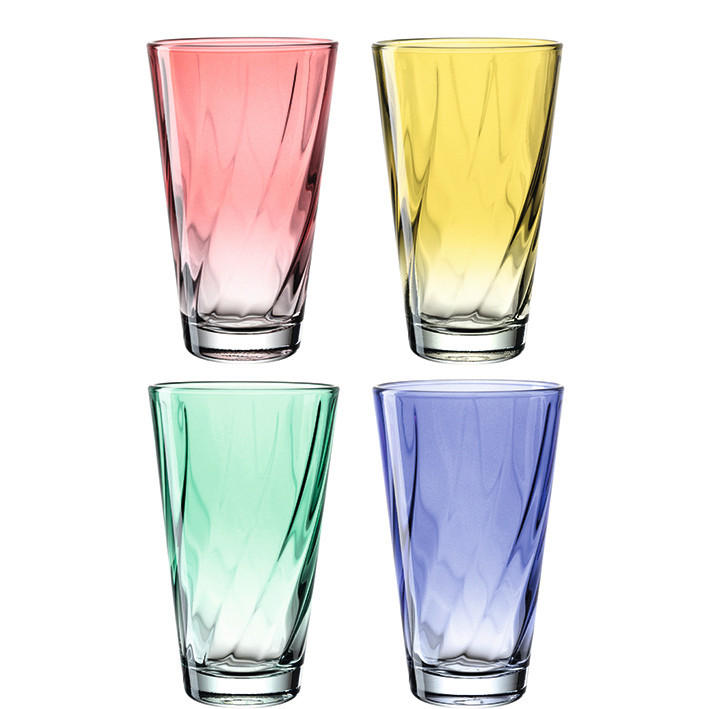 GLÄSERSET  4-teilig  - Blau/Gelb, LIFESTYLE, Glas (16,8/14,2/16,8cm) - Leonardo
