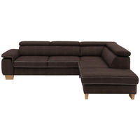 ECKSOFA in Mikrofaser Dunkelbraun  273/226 cm  - Eichefarben/Dunkelbraun, Natur, Holz/Textil (273/226cm) - Beldomo System