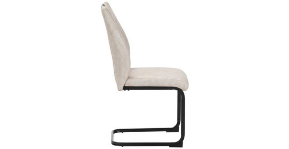 STUHL-SET 4 Stück  in Mikrofaser  - Beige/Schwarz, Design, Textil/Metall (43/97/57cm) - Xora