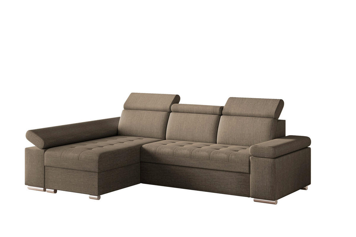 ECKSOFA TORONTO in Webstoff Braun  - Silberfarben/Braun, Design, Textil (168/260cm) - MID.YOU