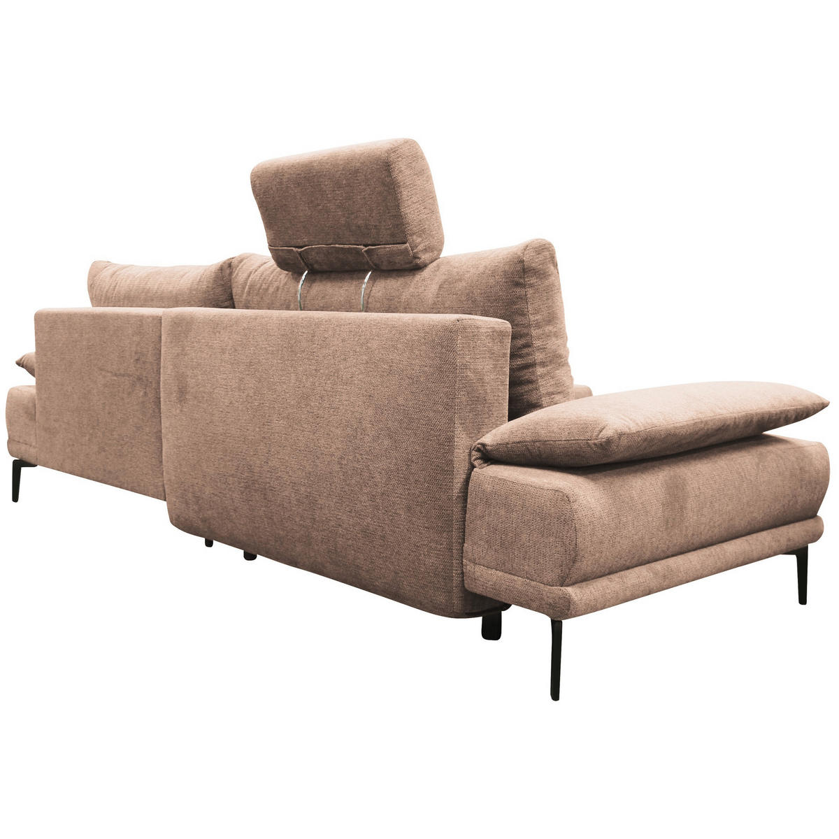 ECKSOFA in Webstoff Beige  260/192 cm  - Beige/Schwarz, Design, Textil/Metall (260/192cm) - MID.YOU
