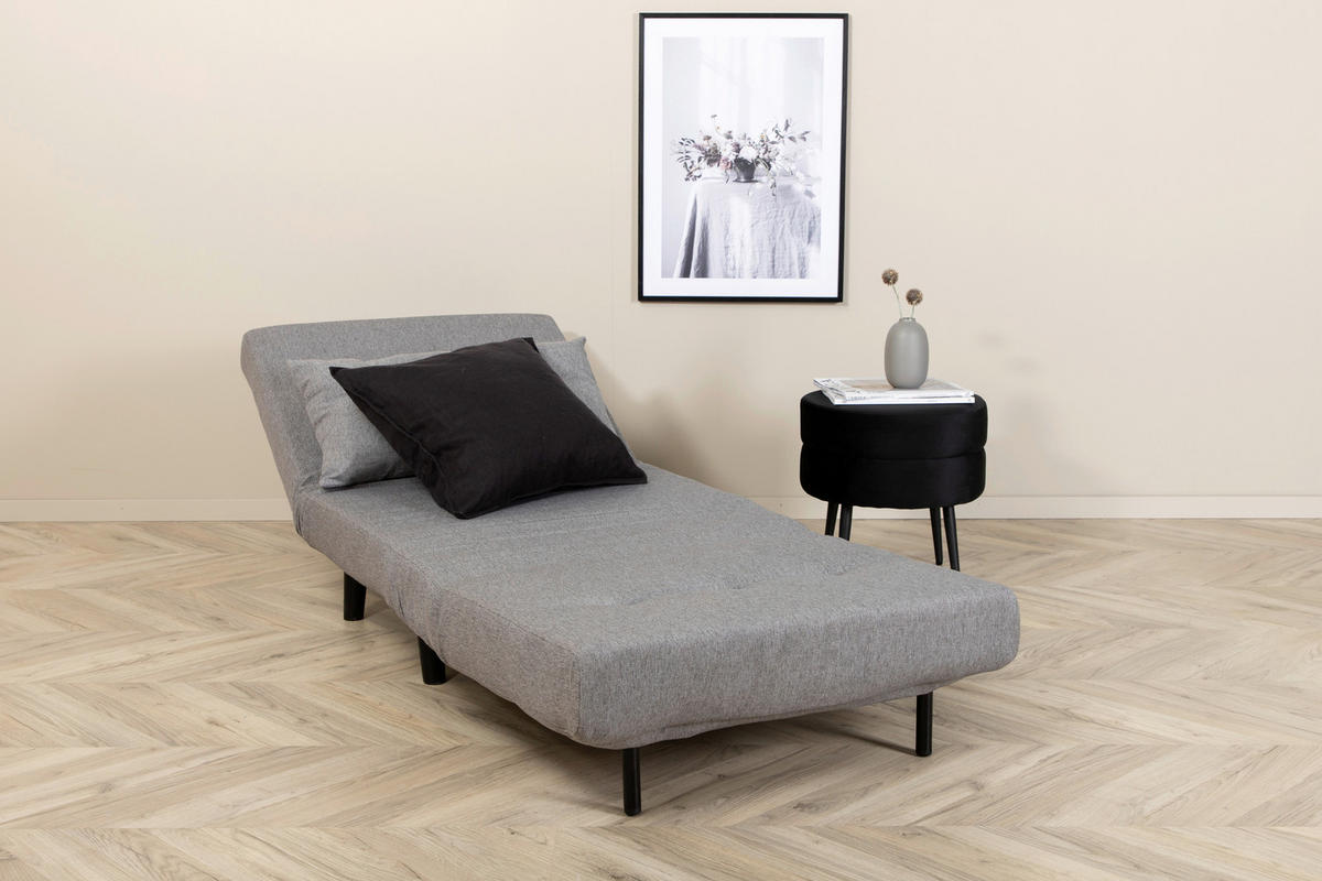 SCHLAFSESSEL in Textilgeflecht Grau, Schwarz  - Schwarz/Grau, Design, Textil/Metall (70/88/80cm) - Livetastic