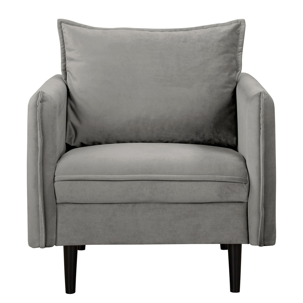 SESSEL in Samt Grau  - Schwarz/Grau, Design, Holz/Textil (74/86/100cm) - P & B