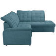 ECKSOFA Blau Chenille  - Chromfarben/Blau, KONVENTIONELL, Kunststoff/Textil (260/205cm) - Carryhome