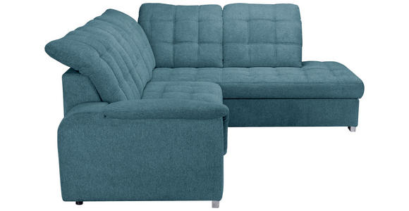 ECKSOFA Blau Chenille  - Chromfarben/Blau, KONVENTIONELL, Kunststoff/Textil (260/205cm) - Carryhome