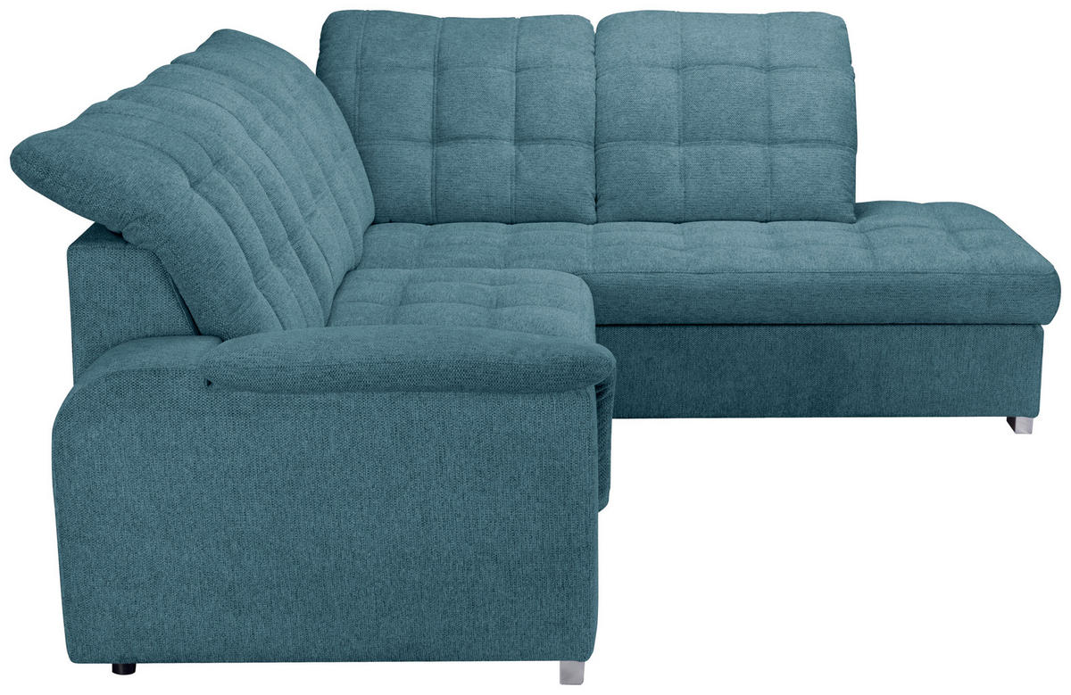 ECKSOFA Blau Chenille  - Chromfarben/Blau, KONVENTIONELL, Kunststoff/Textil (260/205cm) - Carryhome