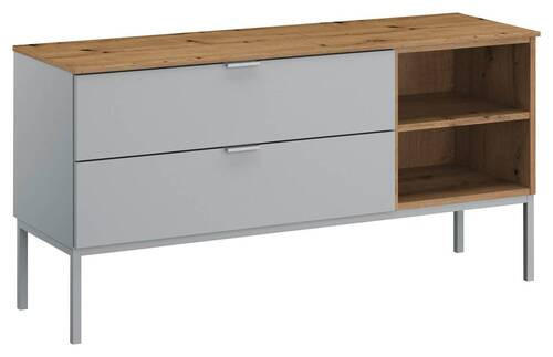 TV-ELEMENT - Eichefarben/Alufarben, Trend, Holzwerkstoff/Metall (120/61/42cm) - Stylife