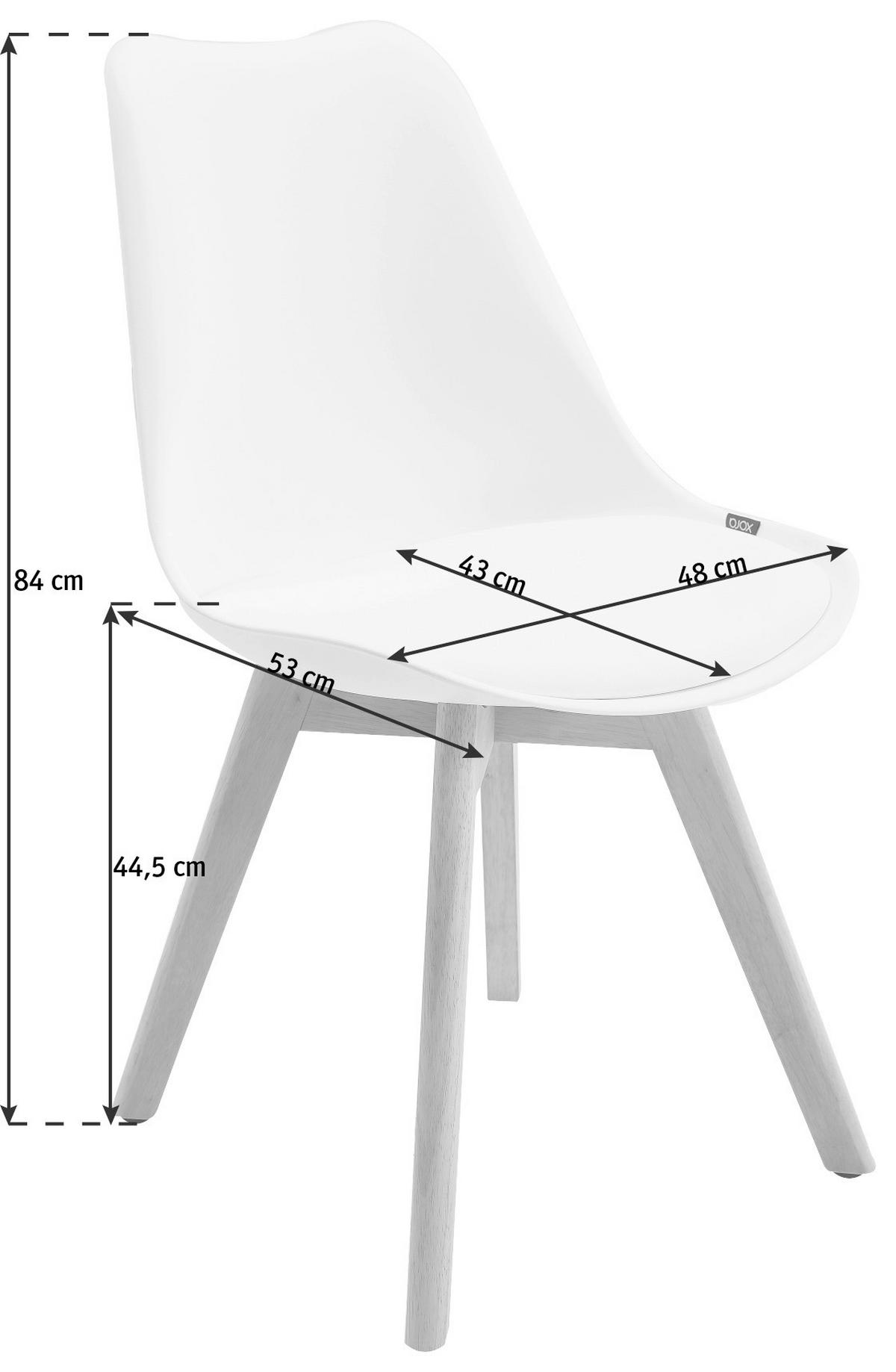STUHL Lederlook Weiß, Eichefarben Kautschukholz massiv  - Eichefarben/Weiß, LIFESTYLE, Holz/Kunststoff (48/84/53cm) - Livetastic