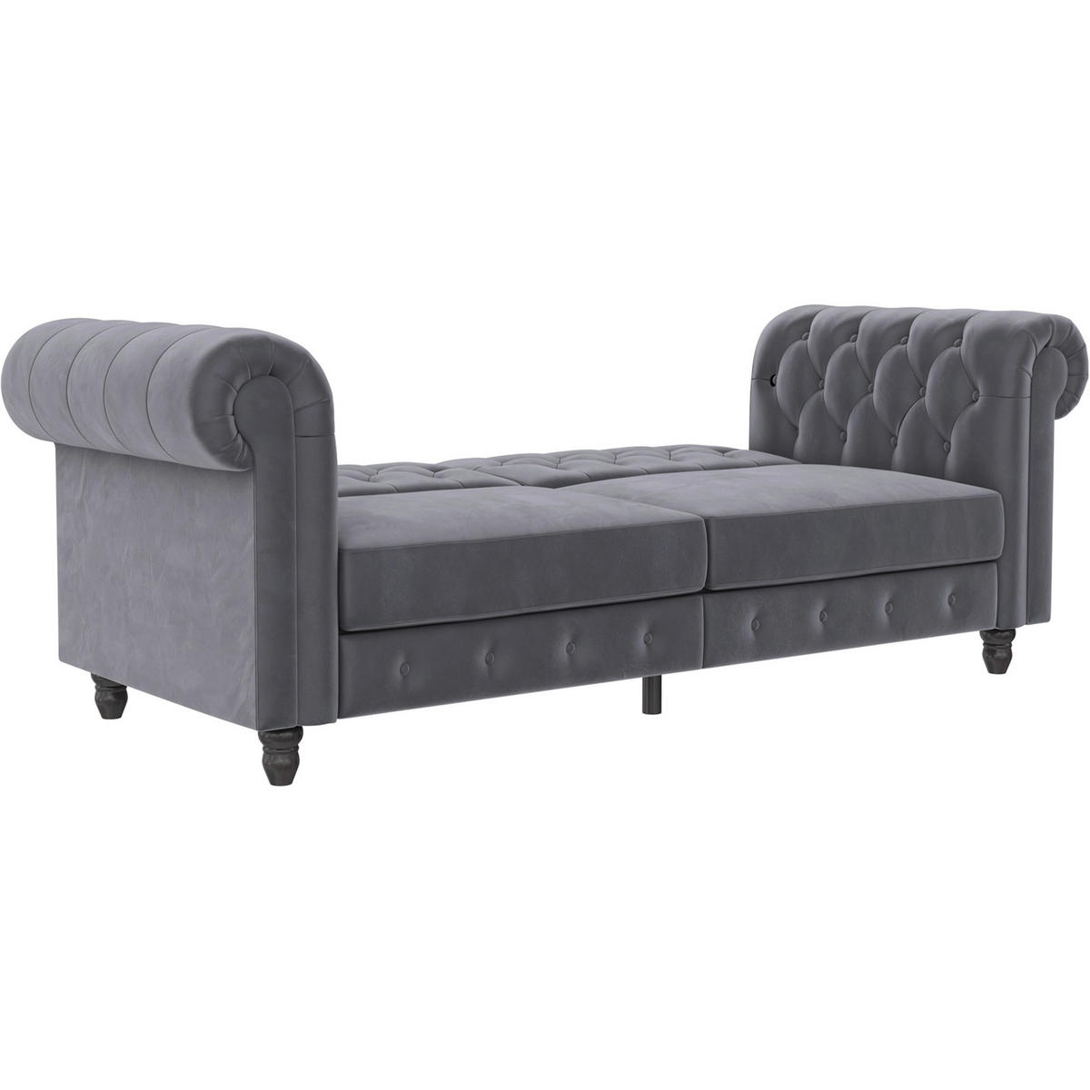 SCHLAFSOFA FIRENZE in Velours Anthrazit Vintage, Skandinavisch, Modern  - Anthrazit/Schwarz, Basics, Holz/Textil (236/83/87cm) - Livetastic