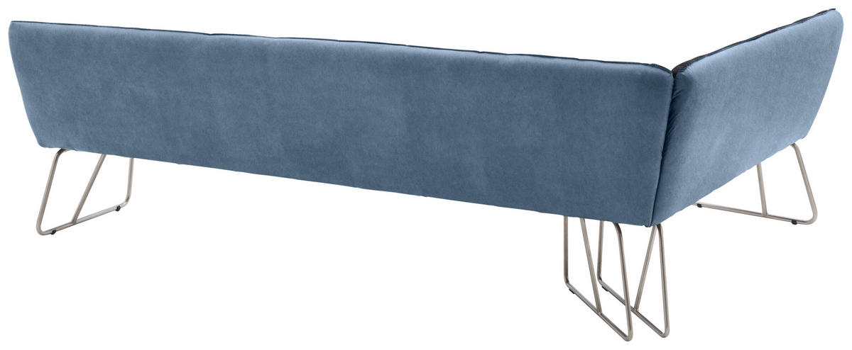 ECKBANK in Textil, Metall Dunkelblau, Edelstahlfarben, Blau  - Blau/Edelstahlfarben, Design, Textil/Metall (184/304cm) - Dieter Knoll