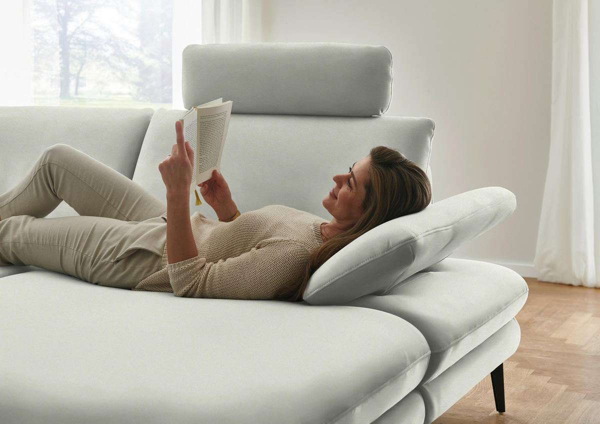 WOHNLANDSCHAFT Chenille, Flachgewebe Weiss  - Weiss/Schwarz, Design, Textil/Metall (208/344/180cm) - Dieter Knoll