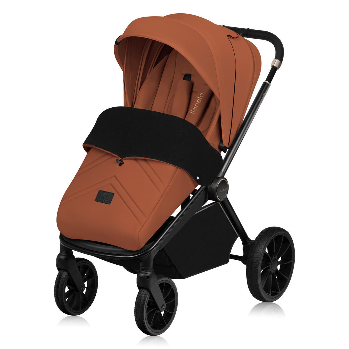 KINDERWAGENSET  Mika Plus 3 in 1  Brown Rust  - Cognac/Schwarz, Basics, Textil (93/62/110cm) - Lionelo