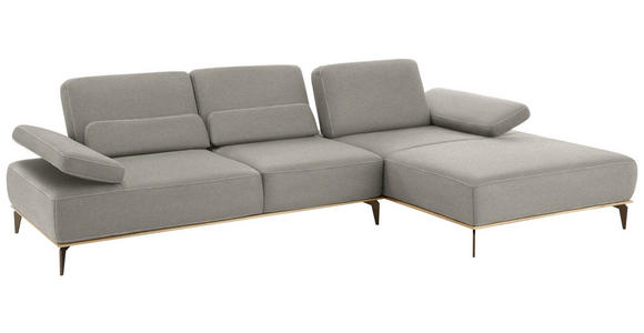 ECKSOFA Grau Mikrofaser  - Beige/Bronzefarben, Design, Textil/Metall (298/176cm) - Valnatura