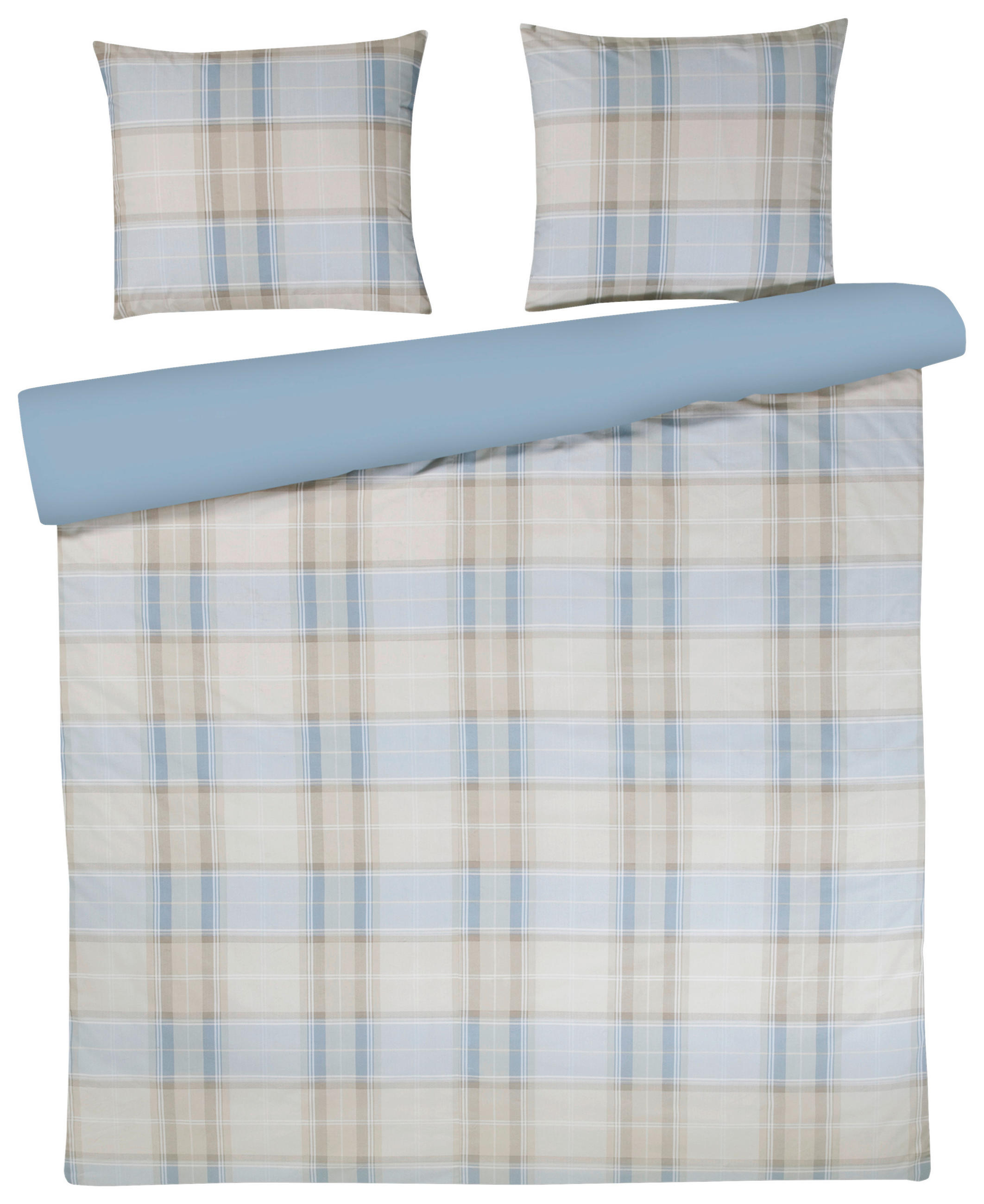 BETTWÄSCHESET 2-teilig Portland Satin 160/210 cm  - Weiss/Pastellblau, Basics, Textil (160/210cm) - Novel