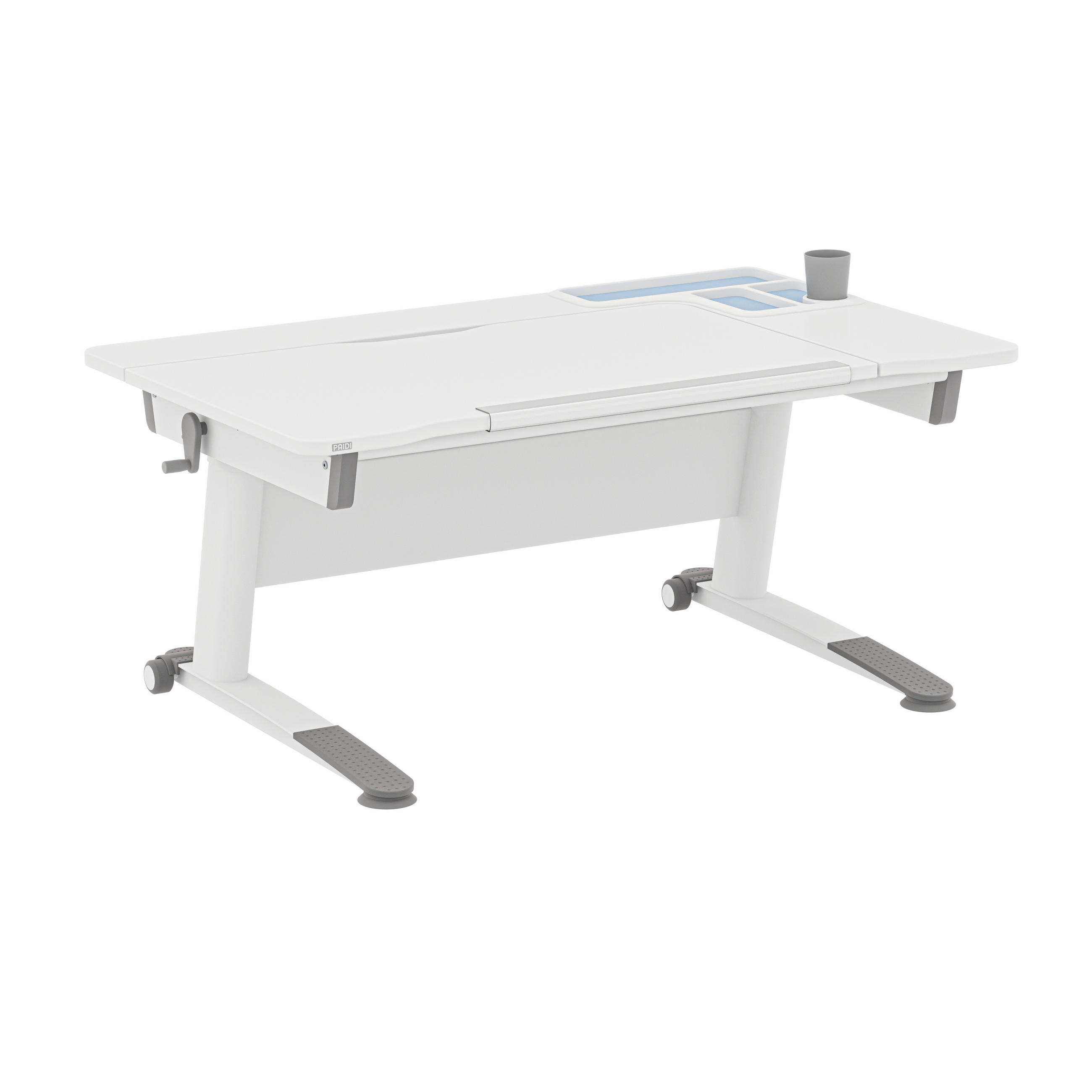 JUGENDSCHREIBTISCH  Weiß höhenverstellbar, Kabeldurchlass  - Weiß, Trend, Holzwerkstoff/Kunststoff (120/75/53-74cm) - Paidi