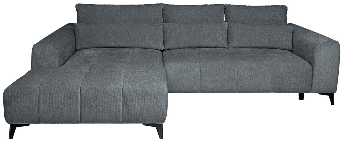 HÖRNSOFFA i chenille grå  - svart/grå, Klassisk, textil/plast (222/279cm) - MID.YOU