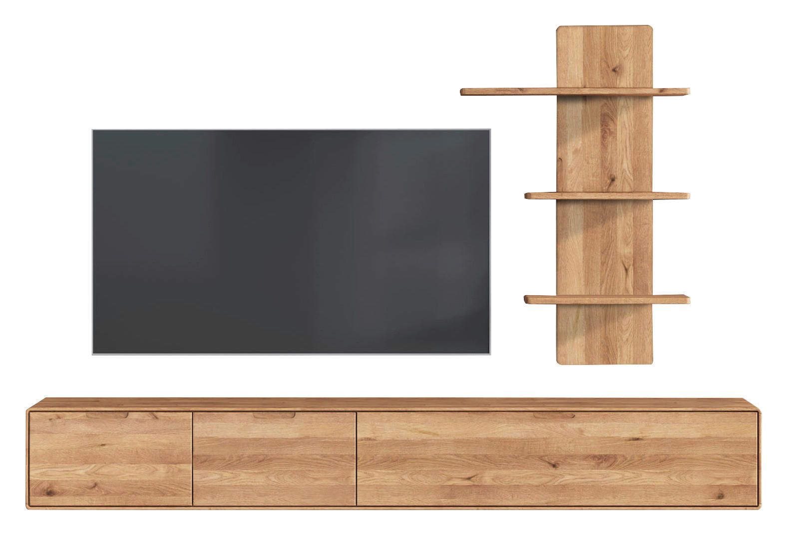 WOHNWAND - Wildeiche, KONVENTIONELL, Holz (220/116/40cm) - Linea Natura