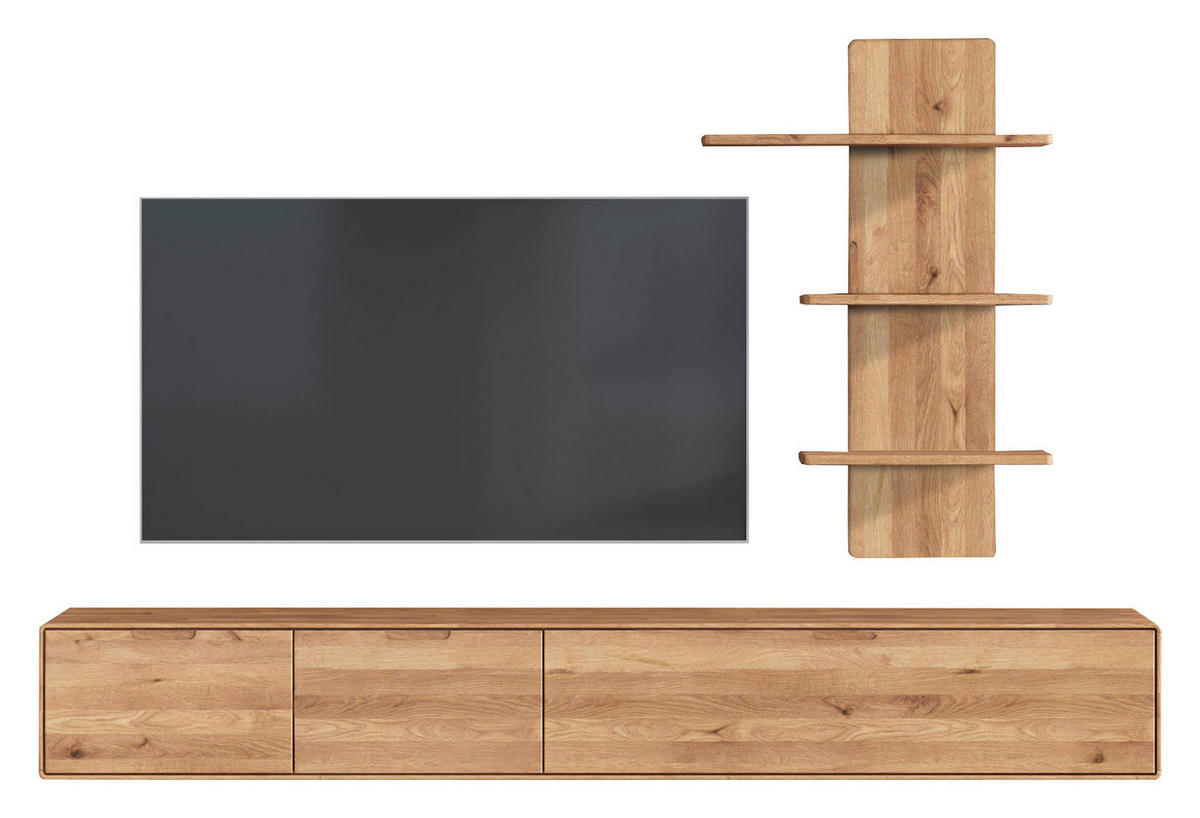 WOHNWAND - Wildeiche, KONVENTIONELL, Holz (220/116/40cm) - Linea Natura