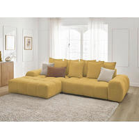 ECKSCHLAFSOFA EVEREST  mit Rücken echt, Armteil links, Armteil rechts Flachgewebe Gelb  - Gelb/Schwarz, MODERN, Kunststoff/Textil (180/318cm) - Livetastic