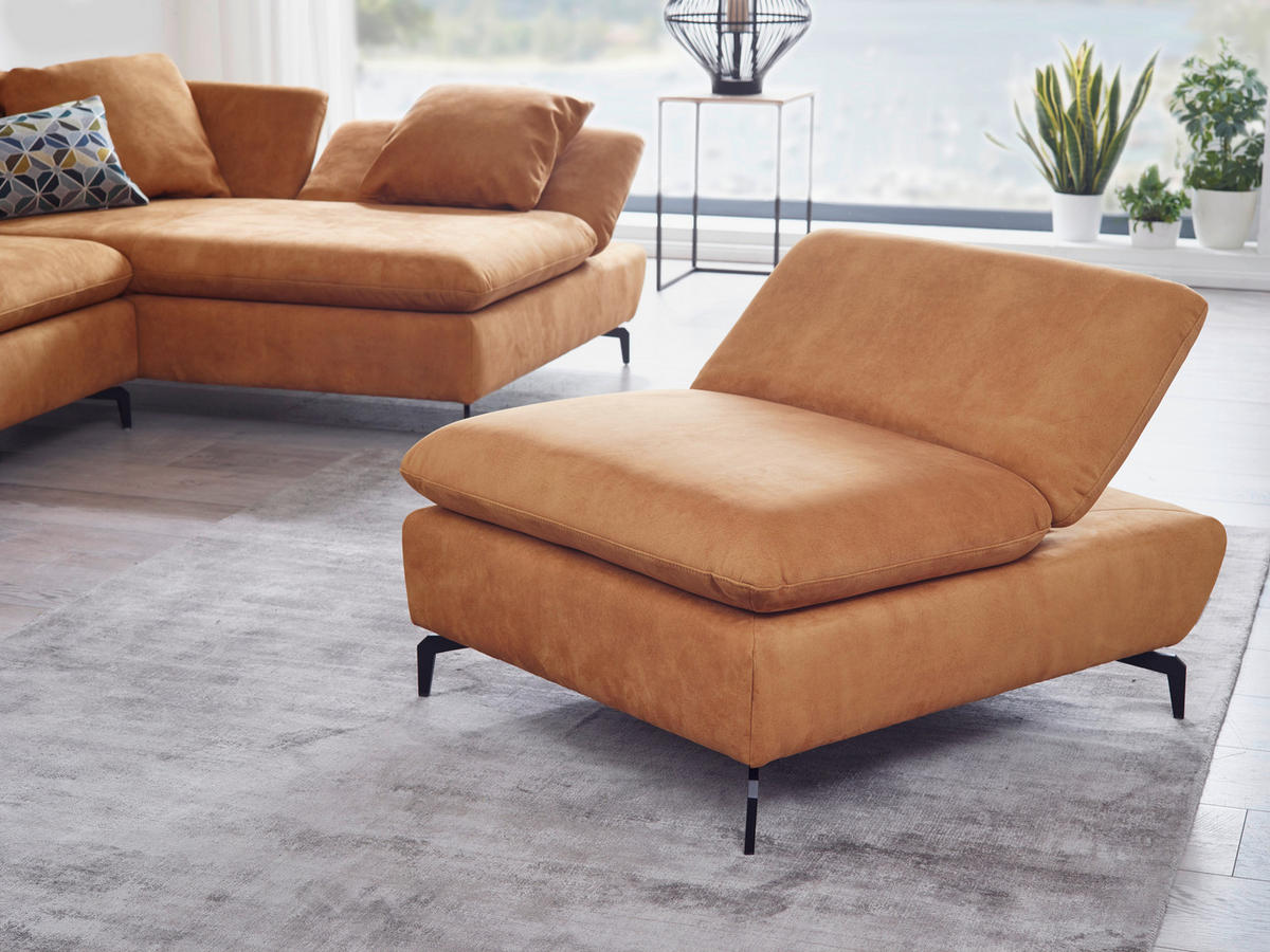 ECKSOFA in Flachgewebe Currygelb  - Currygelb/Schwarz, Design, Textil/Metall (315/200cm) - Chilliano