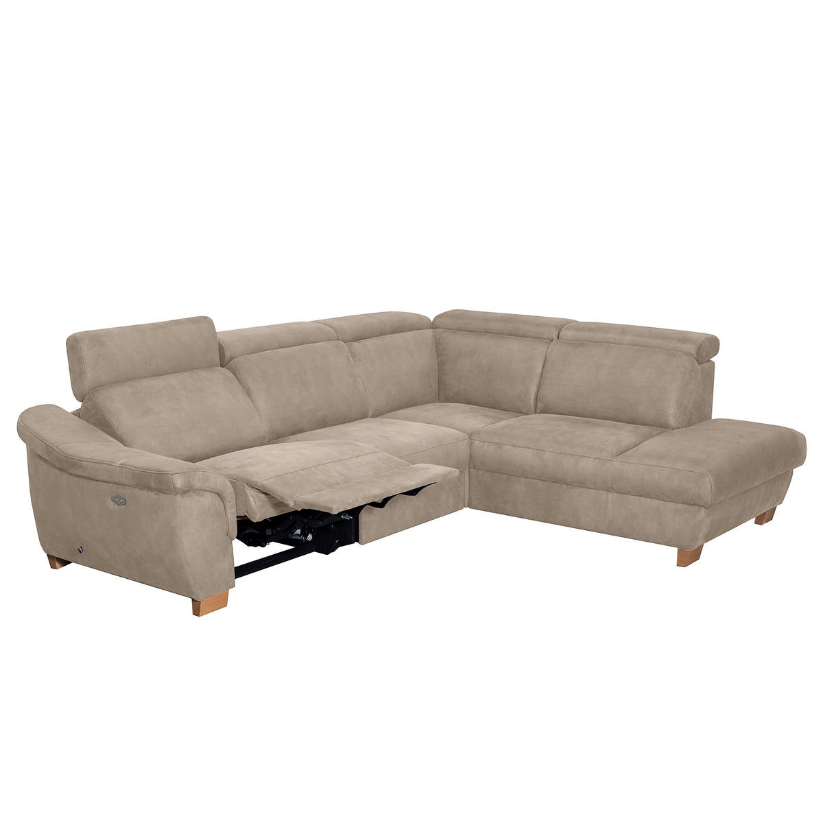 ECKSOFA Mikrofaser Taupe  - Taupe/Naturfarben, Design, Holz/Textil (276/238cm) - Livetastic
