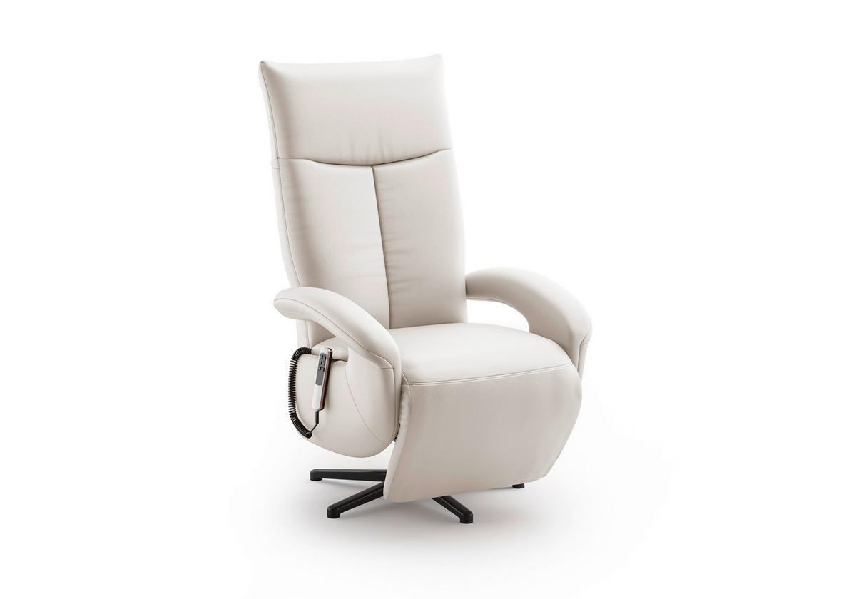 SESSEL in Echtleder Weiss  - Weiss/Schwarz, Konventionell, Leder/Metall (74/112/82cm) - Sit & More