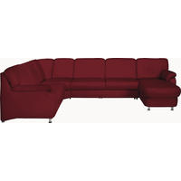 WOHNLANDSCHAFT in Echtleder Rot  - Rot/Alufarben, Konventionell, Leder/Metall (239/329/165cm) - Beldomo Premium