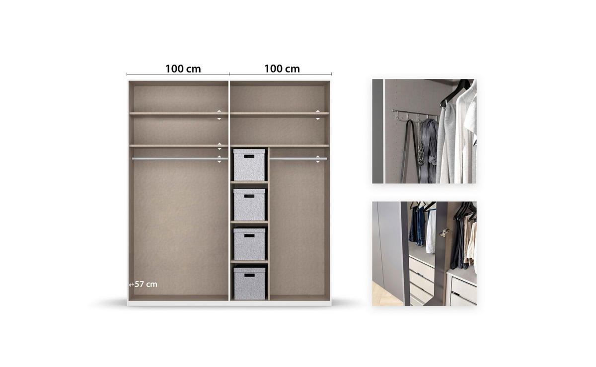 DREHTÜRENSCHRANK 201/223/60 cm 4-türig Schwarz  - Chromfarben/Schwarz, Design, Holzwerkstoff/Metall (201/223/60cm) - home24