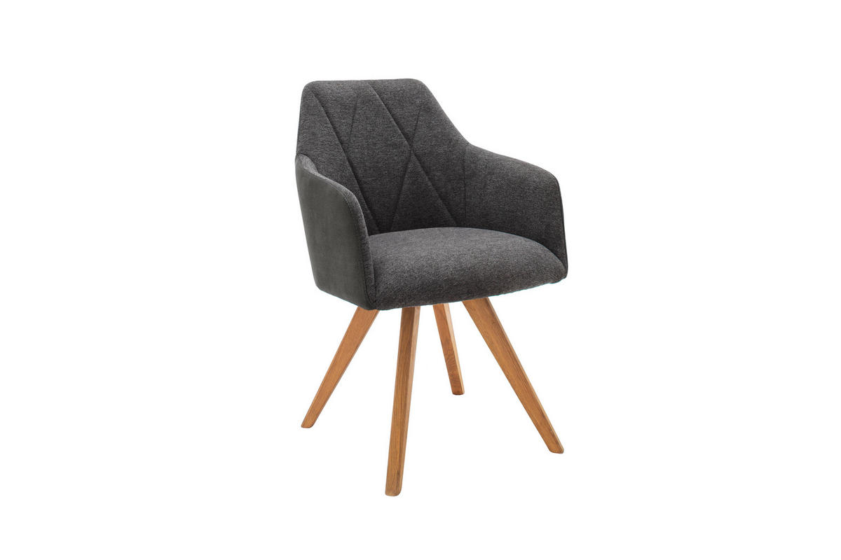 ARMLEHNSTUHL   Flachgewebe  - Wildeiche/Anthrazit, MODERN, Holz/Textil (57/85/62cm) - MID.YOU