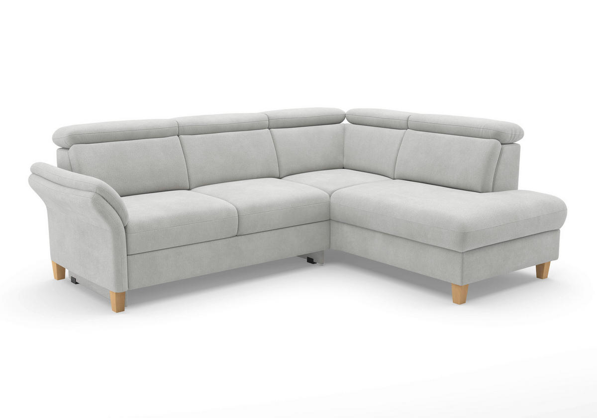 ECKSOFA GLENDALE E Silberfarben Flachgewebe  - Eichefarben/Silberfarben, KONVENTIONELL, Holz/Textil (247/193cm) - Sit & More