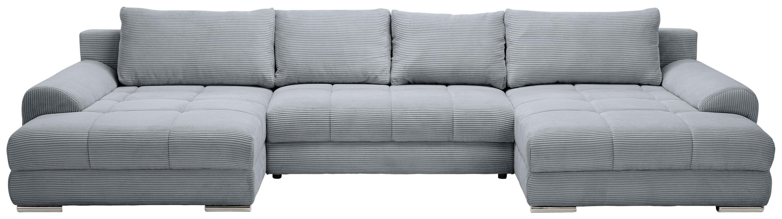 WOHNLANDSCHAFT Dunkelgrau Cord  - Chromfarben/Dunkelgrau, KONVENTIONELL, Kunststoff/Textil (180/376/180cm) - Carryhome