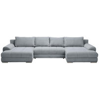 WOHNLANDSCHAFT Dunkelgrau Cord  - Chromfarben/Dunkelgrau, KONVENTIONELL, Kunststoff/Textil (180/376/180cm) - Carryhome